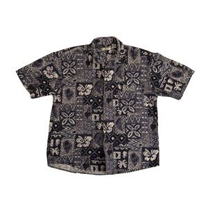Summa Silk Navy and White Patterned Vacay Shirt